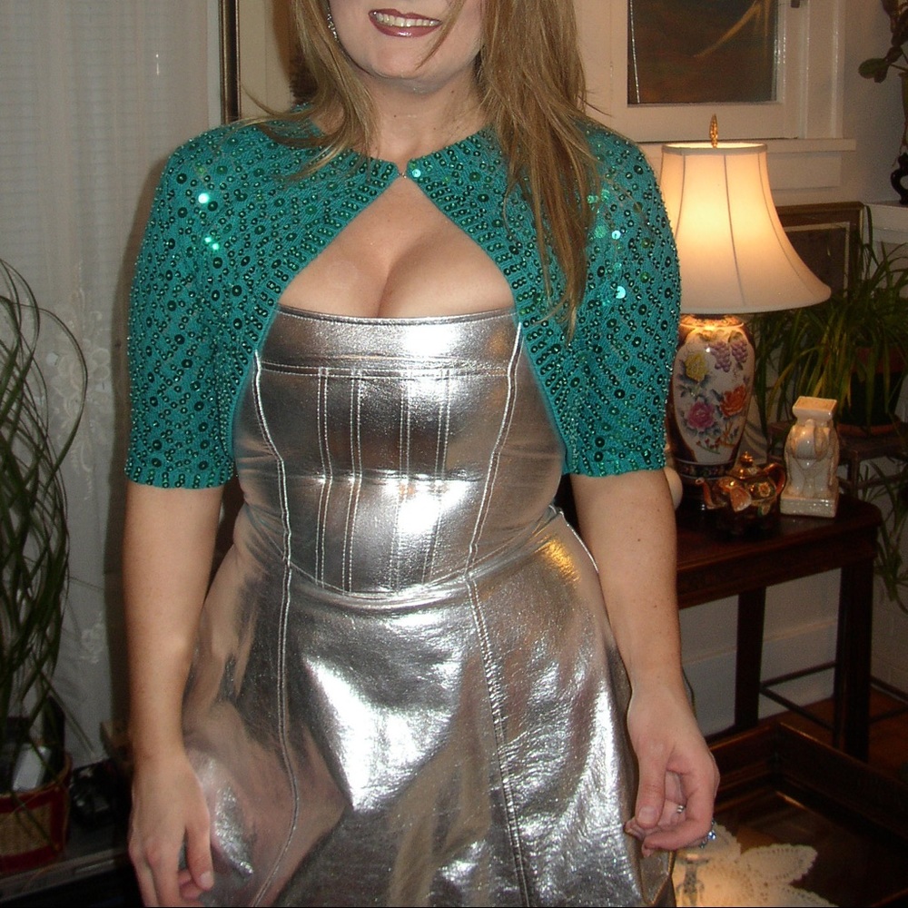 Vintage Lip Service Silver Vinyl Ballgown